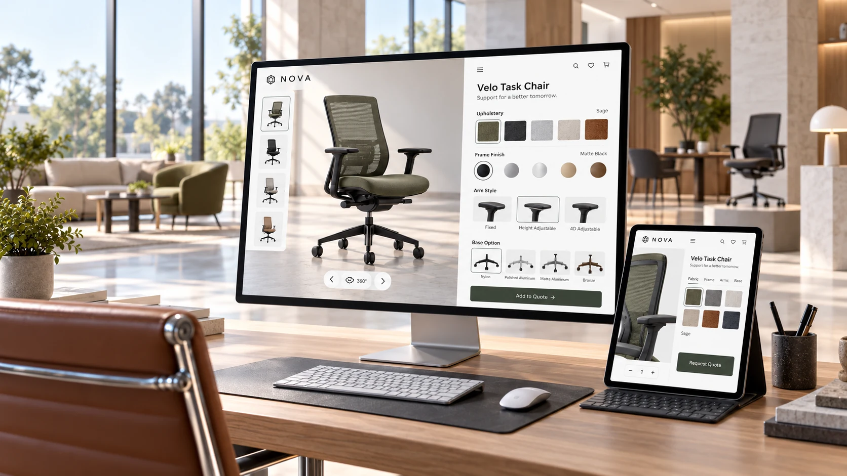 Furniture configurator in a showroom